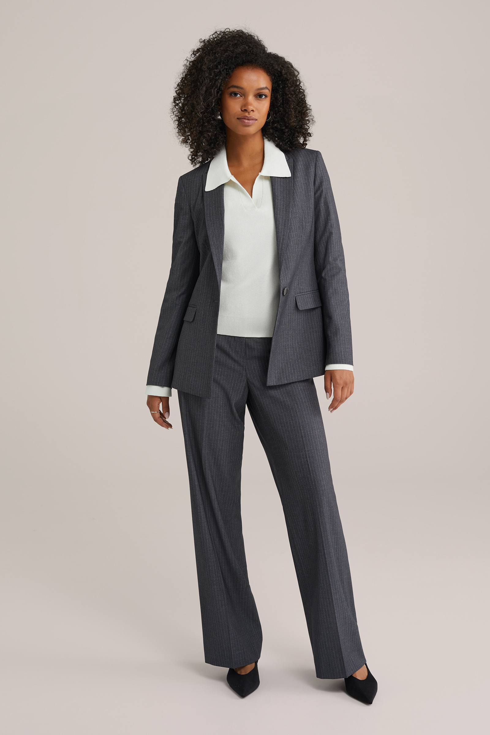 Dames wide leg pantalon met krijtstreep