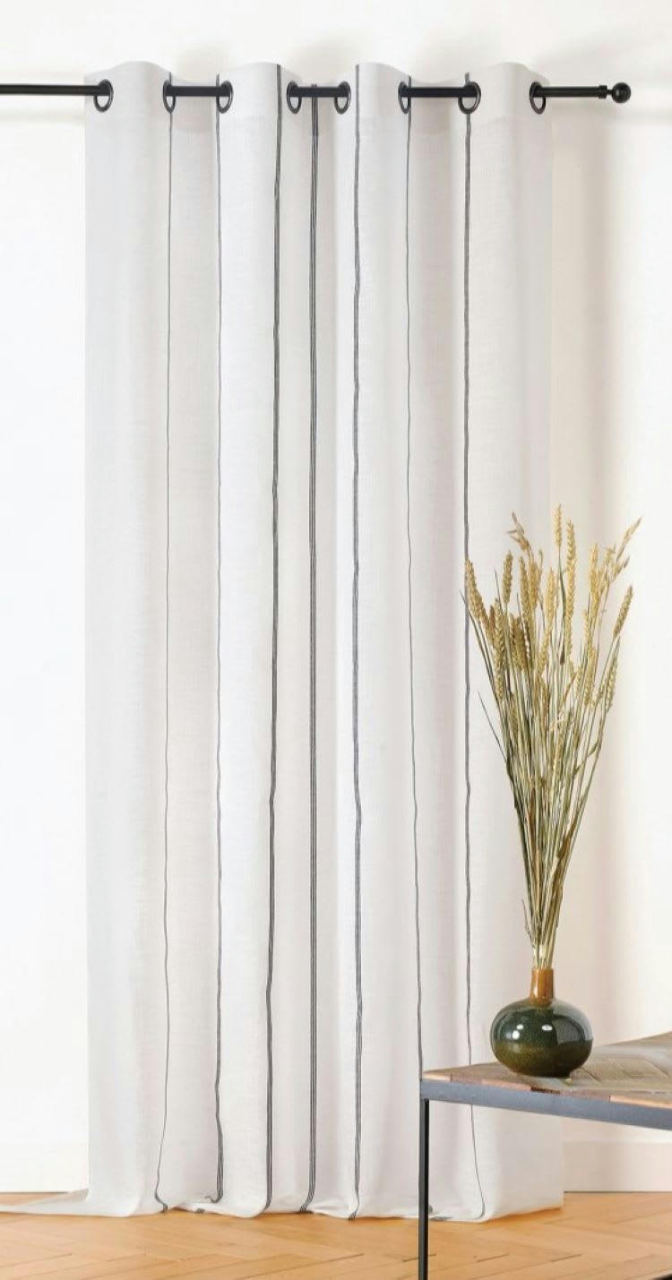 JEANNE - Rideau naturel chic blanc 145x260cm