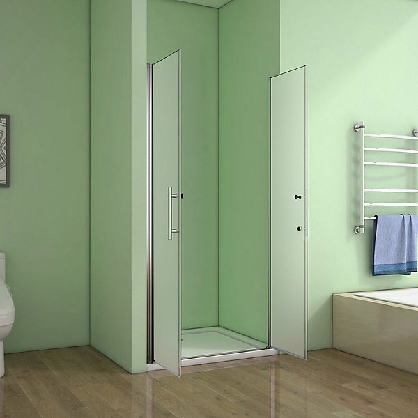 Aica Porte De Douche 75x185cm Porte Battante Verre Satiné Et Anticalcaire Porte Battante En Niche