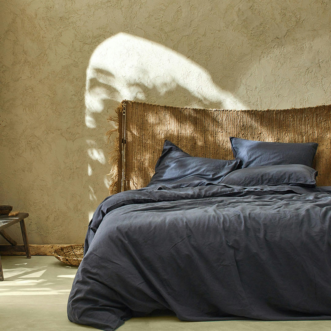 BIO LISO FN - Housse de couette li/coton organic encre 240x220 cm