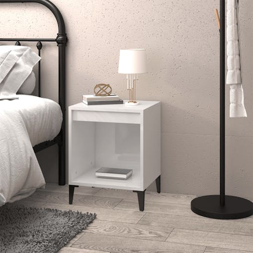 NNEVL Bedside Cabinet High Gloss White 40x35x50 cm