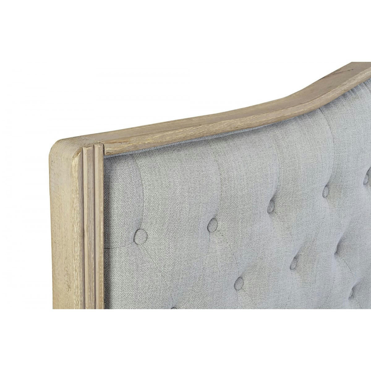 LIN - Tête de lit classique en bois et tissu capitonné lin gris 180cm