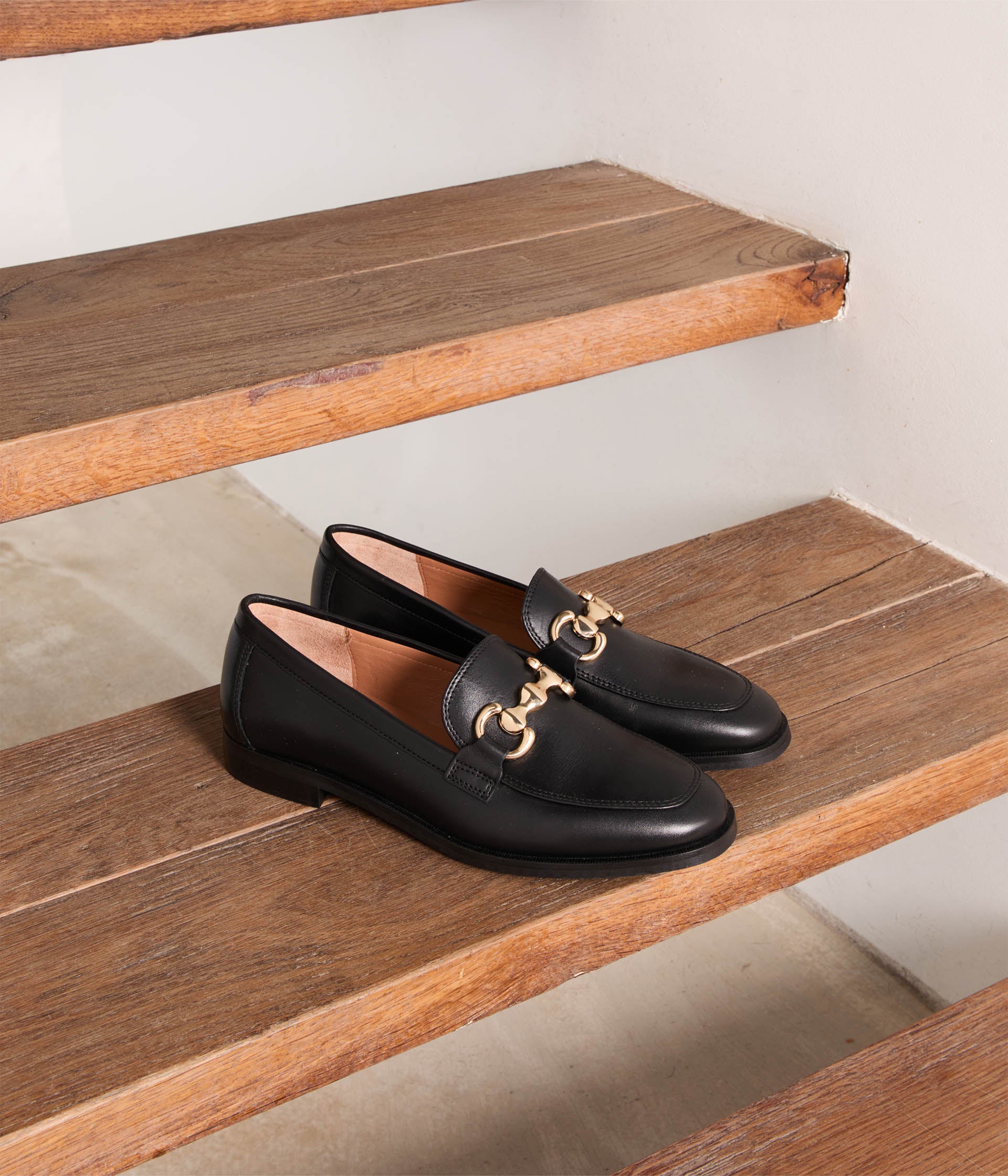 Mocassins cuir noir Colette