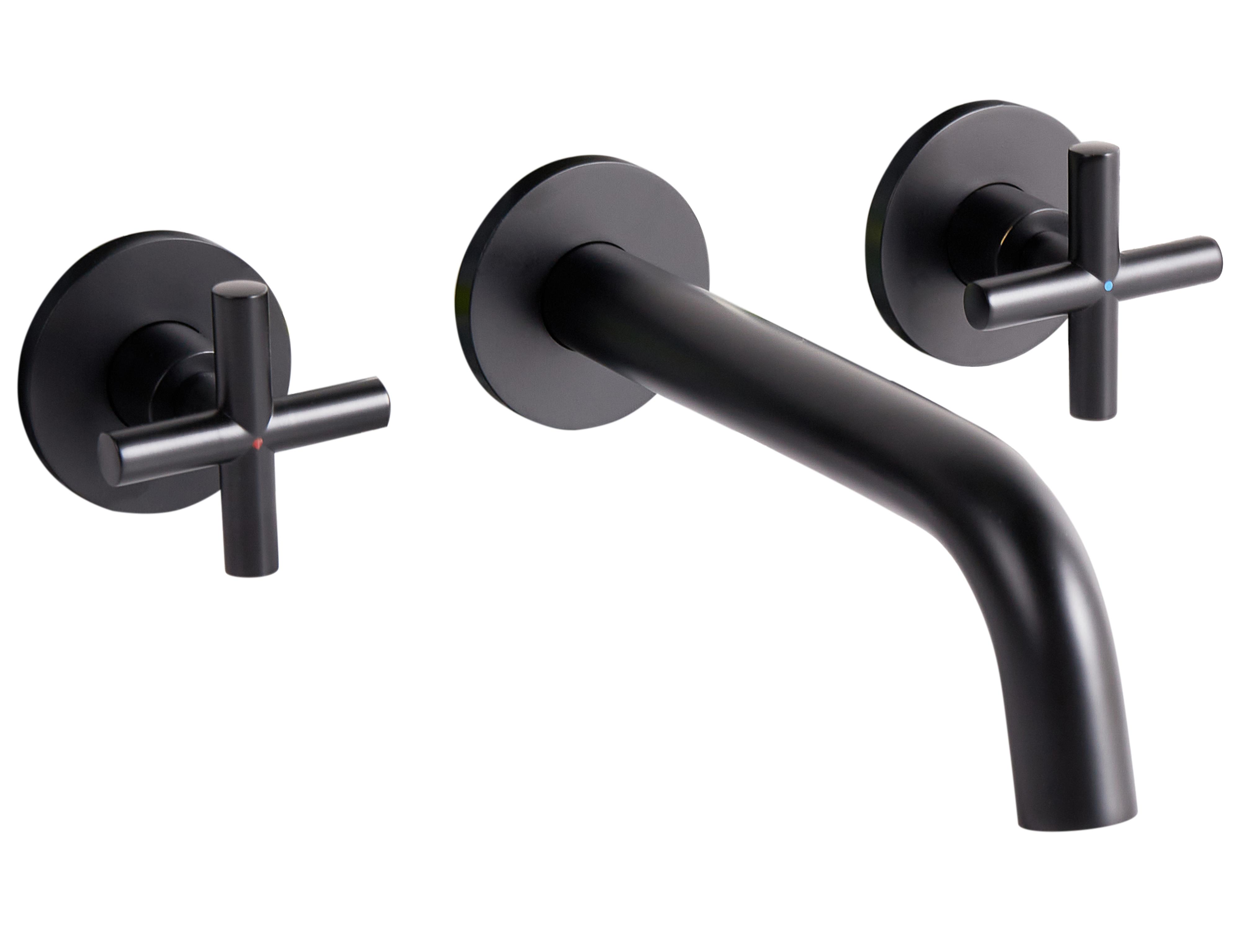 Wall Mounted Basin Mixer Tap KAIETEUR Brass Black