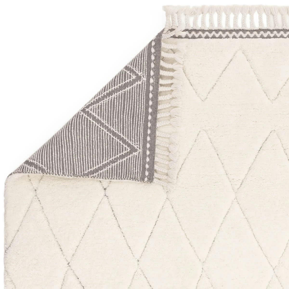 ASILAH - Tapis de salon en microfibre blanc cassé 200x290 cm