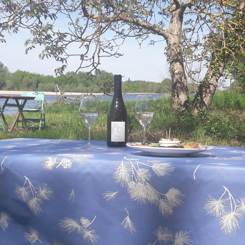 PIN - Nappe enduite carrée 160 x 160 cm bleue