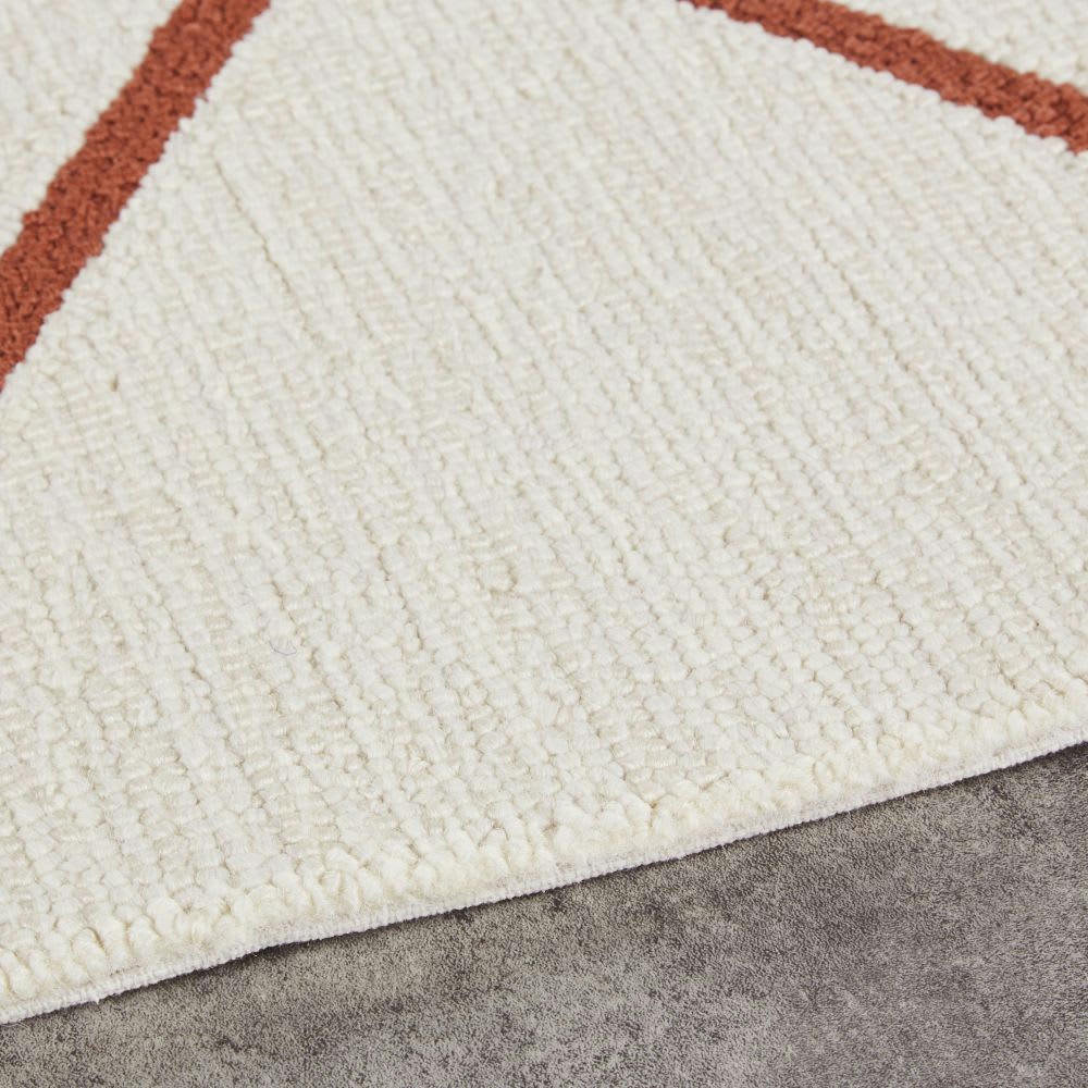 JACALANA - Tapis en polypropylène motifs géométriques écrus et terracotta 140x200