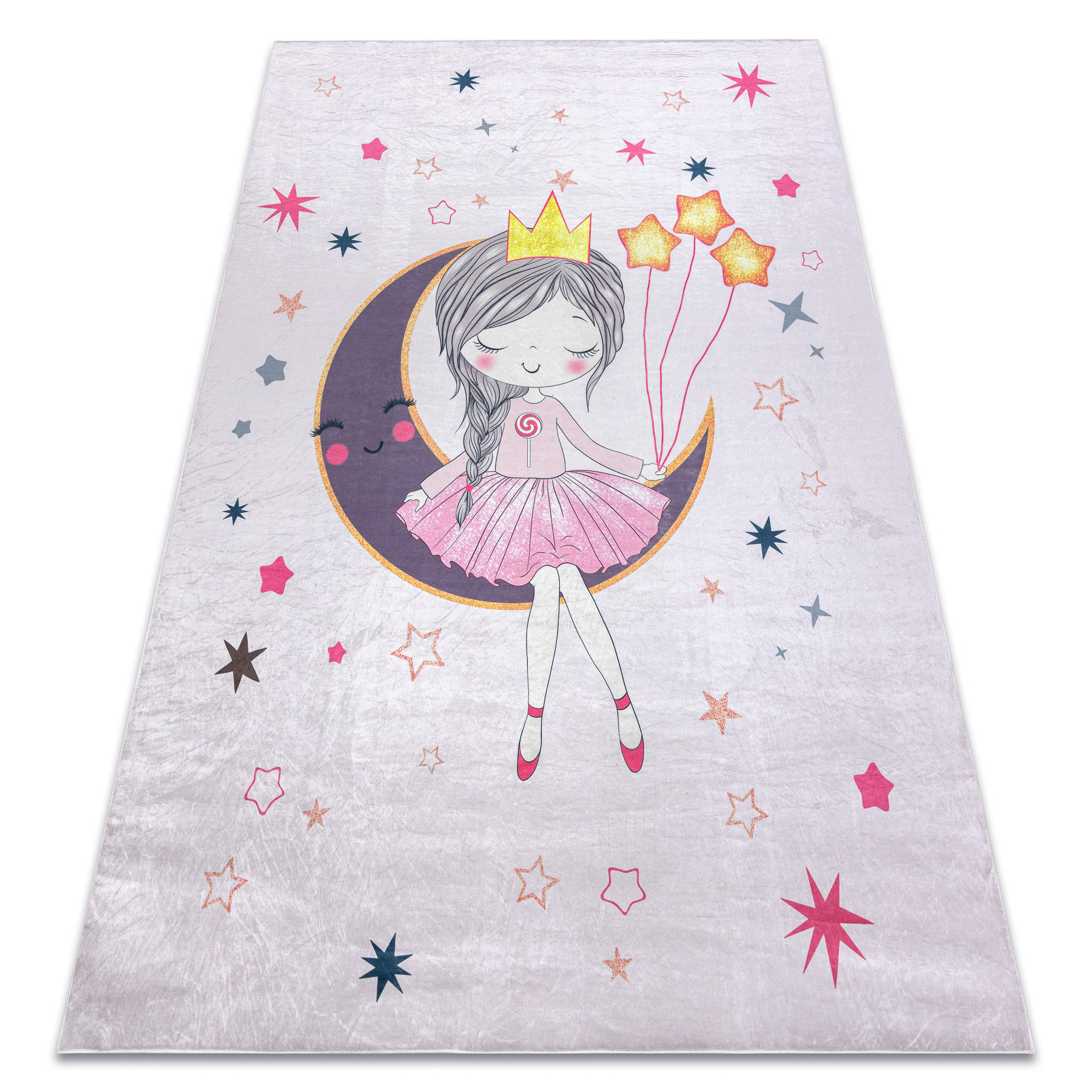 Dywan do prania BAMBINO 48060 Księżniczka, gwiazdy dla 80x150 cm
