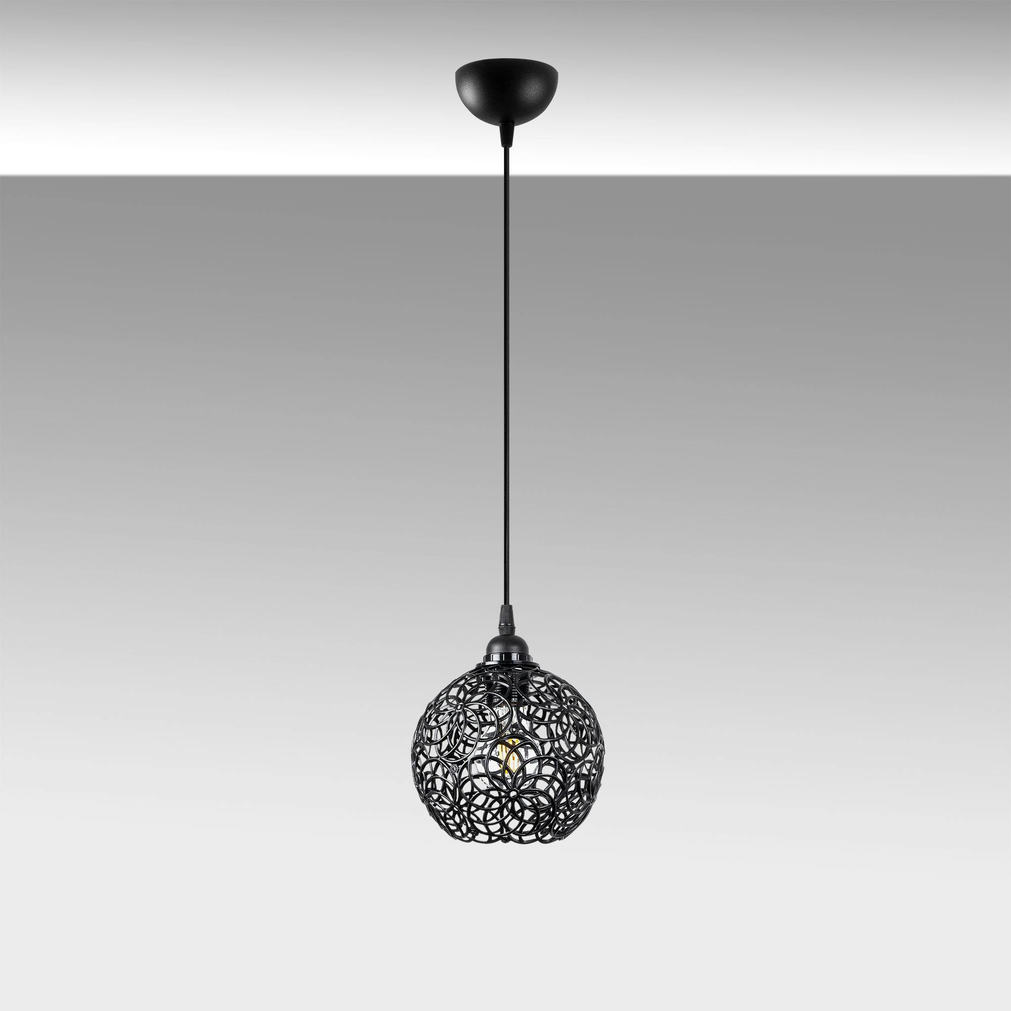 Suspension noire boule – motif floral, ajourée ERZIN