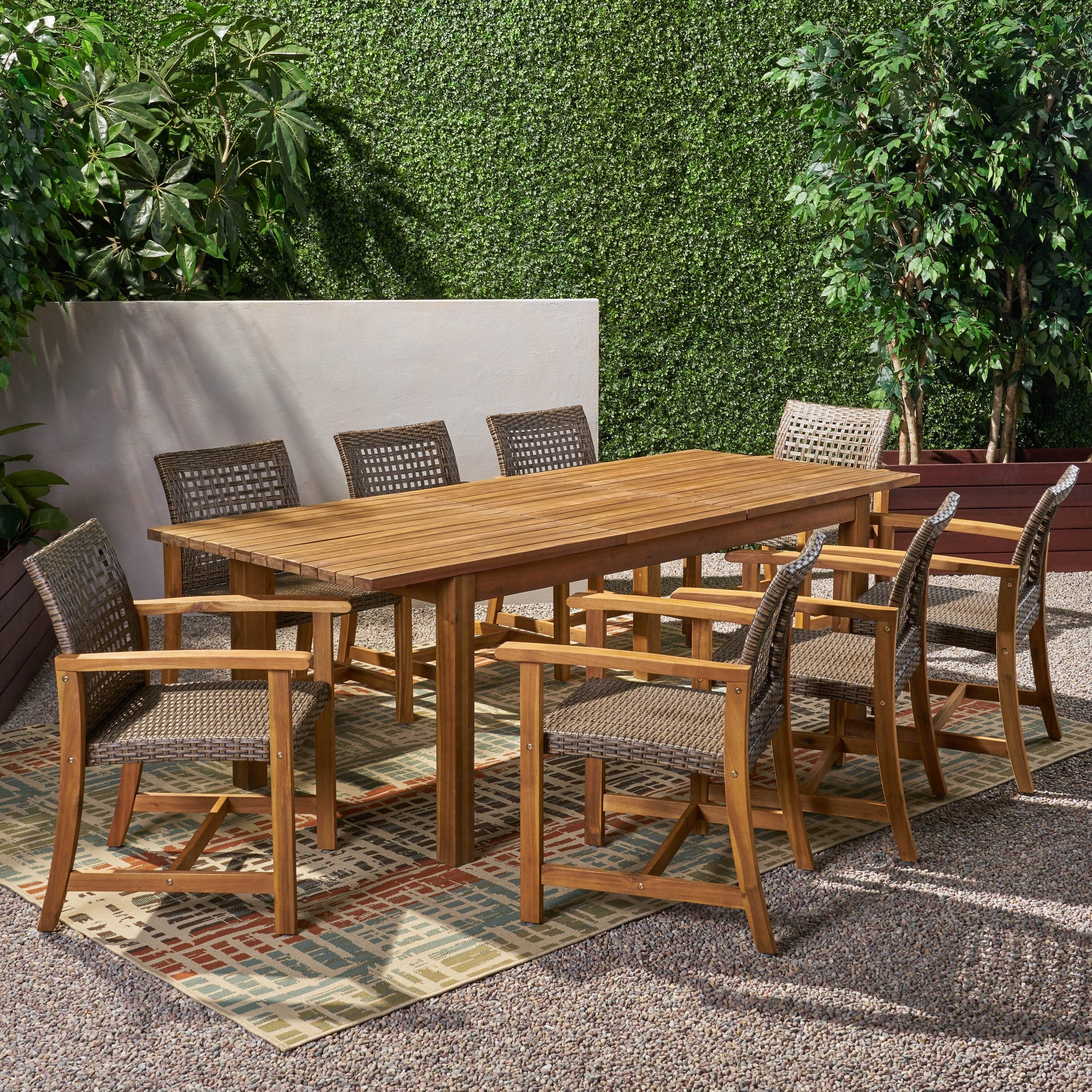 Edgewood Outdoor 8 Seater Acacia Wood Dining Set with Expandable Table by Christopher Knight Home