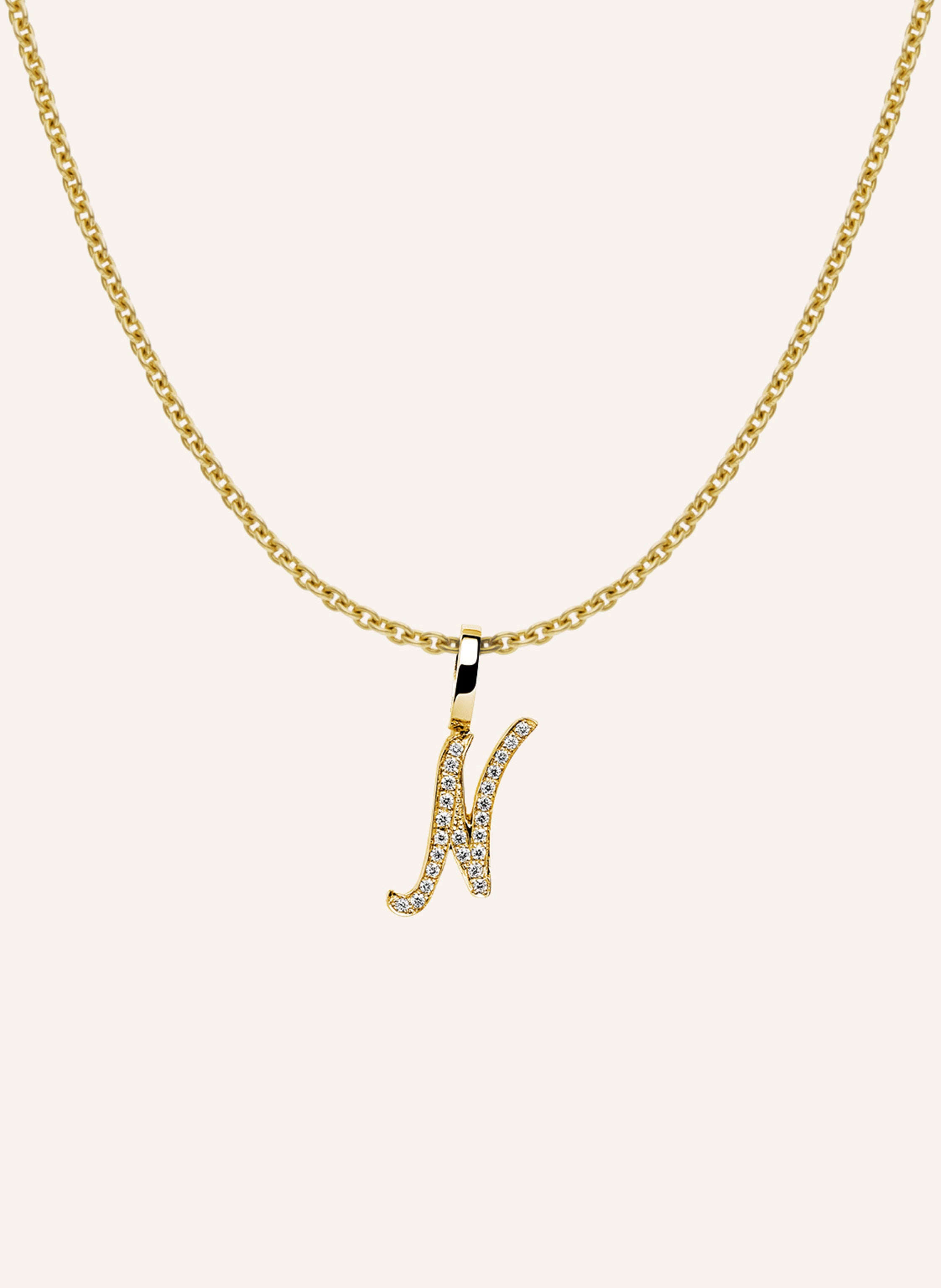 CADA Kette TINY DIAMOND LETTER N