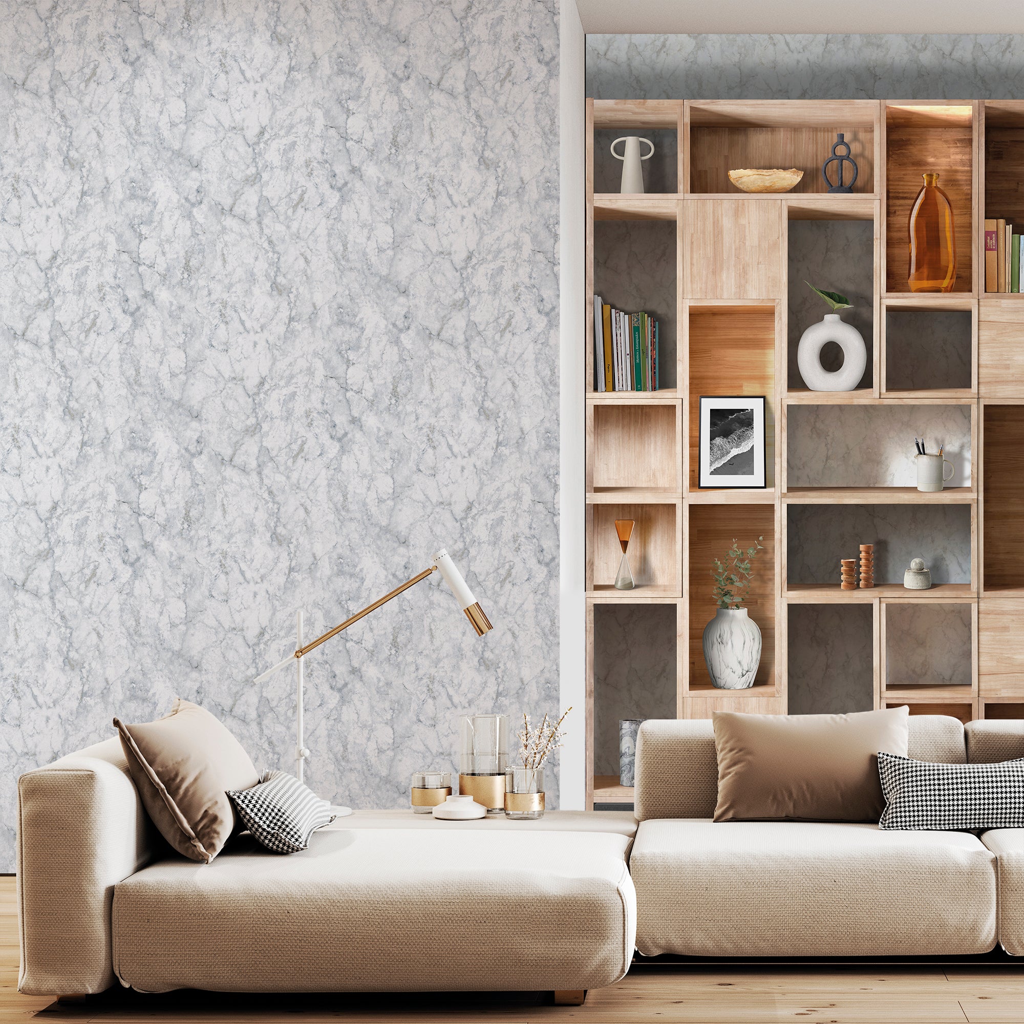 Sanders & Sanders behang marmer grijsblauw - 53 cm x 10 m - 640084