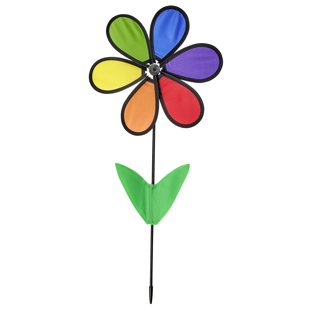 Moulin à vent à planter forme fleur multicolore H54cm