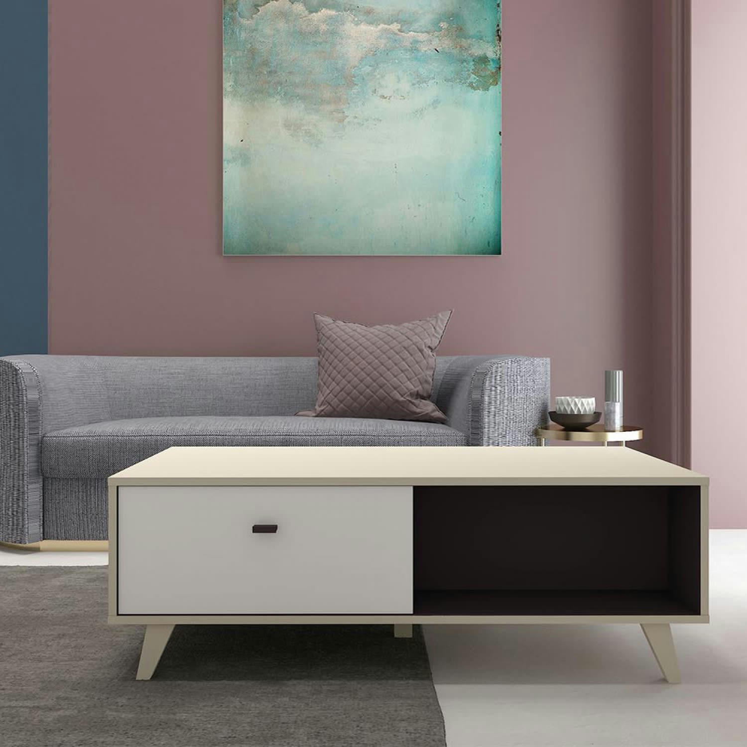 SKADI - Table basse avec tiroir en bois naturel