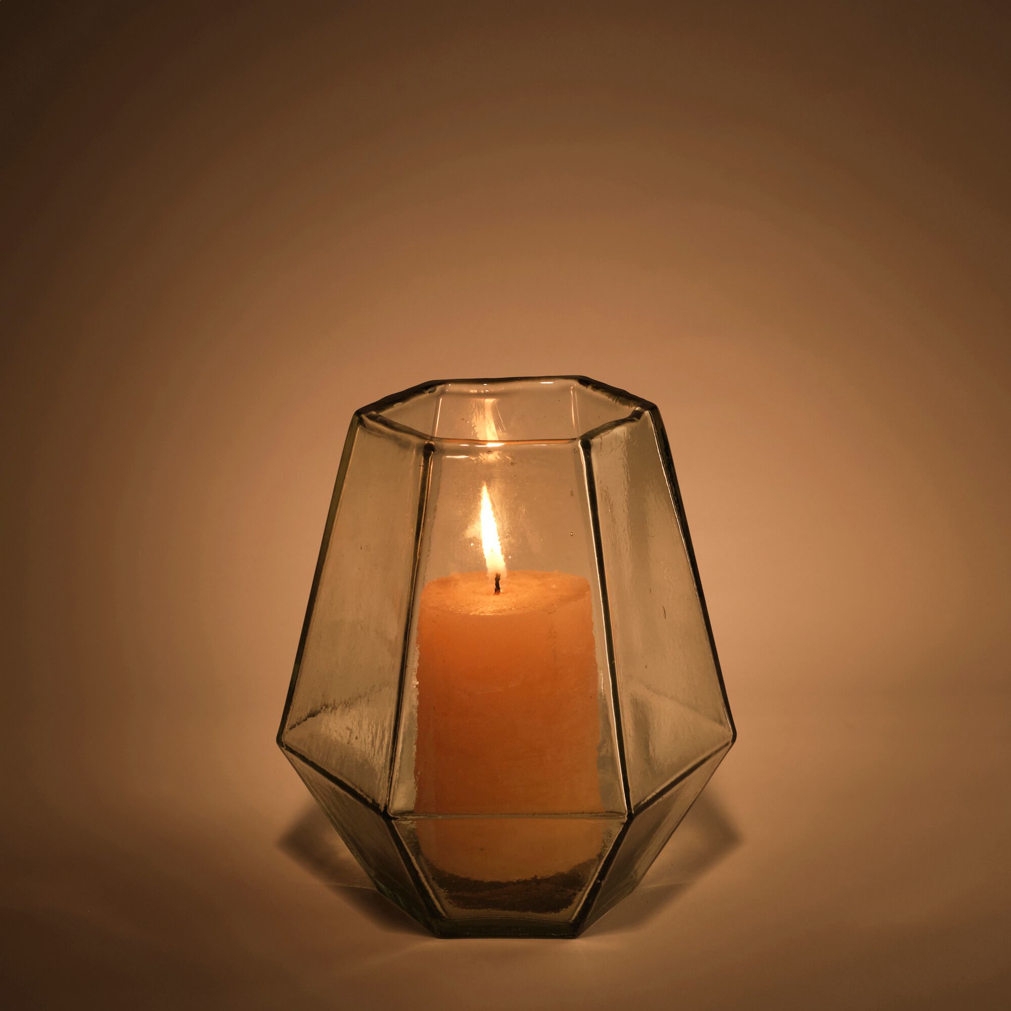 ELISIE - Photophore en verre trouble H21,5cm - transparent