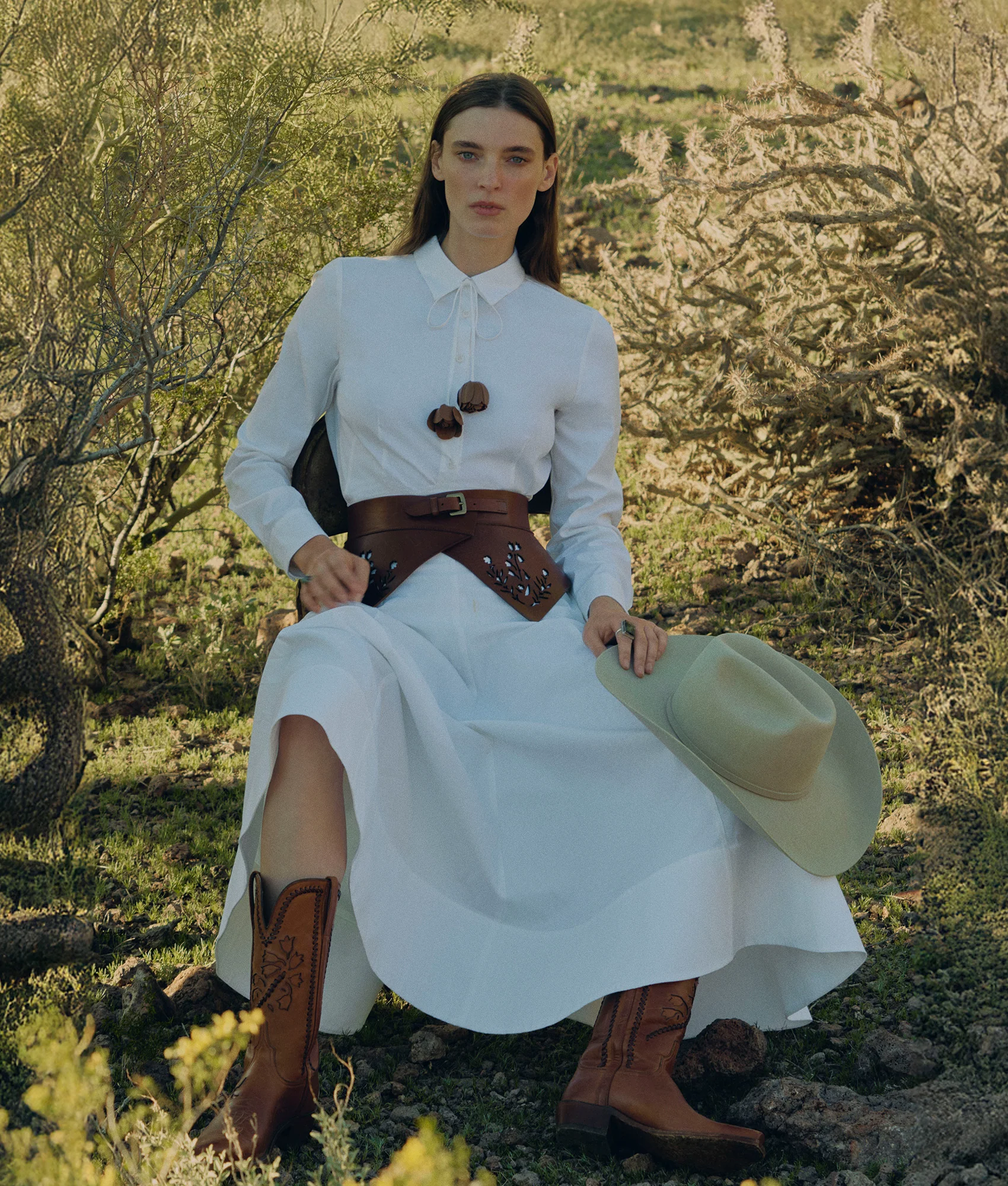 Lela Rose x Lucchese Bunting - White