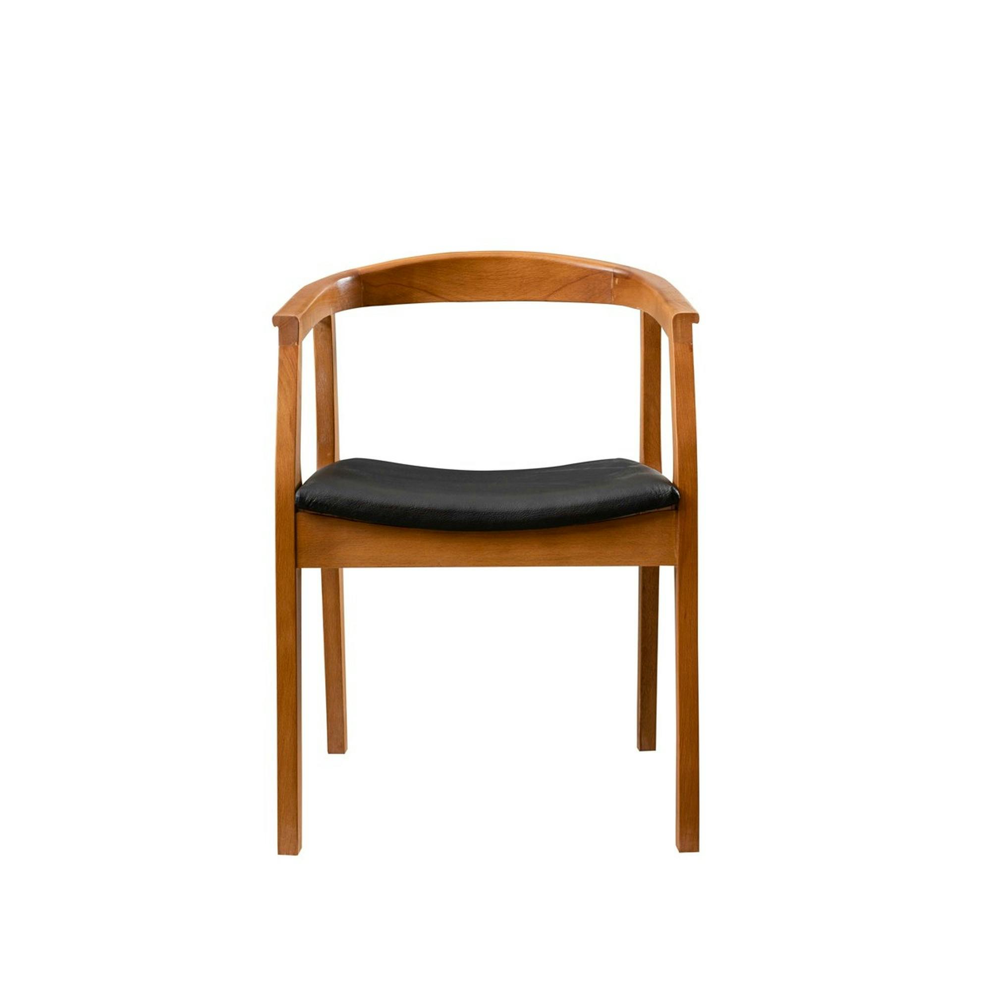 Chaise en bois ronde - assise noire TENA