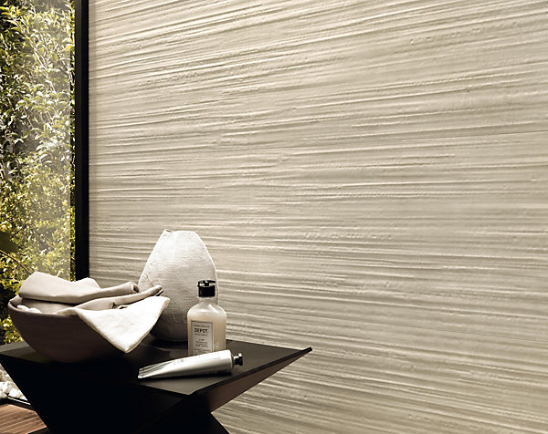 Carrelage effet Béton 3D Beige Ivoire Line 80x40x1 cm Mat Vetrano - Mur intérieur (vendu par carton de 1,28 m²) - RO'MA CARRELAGE