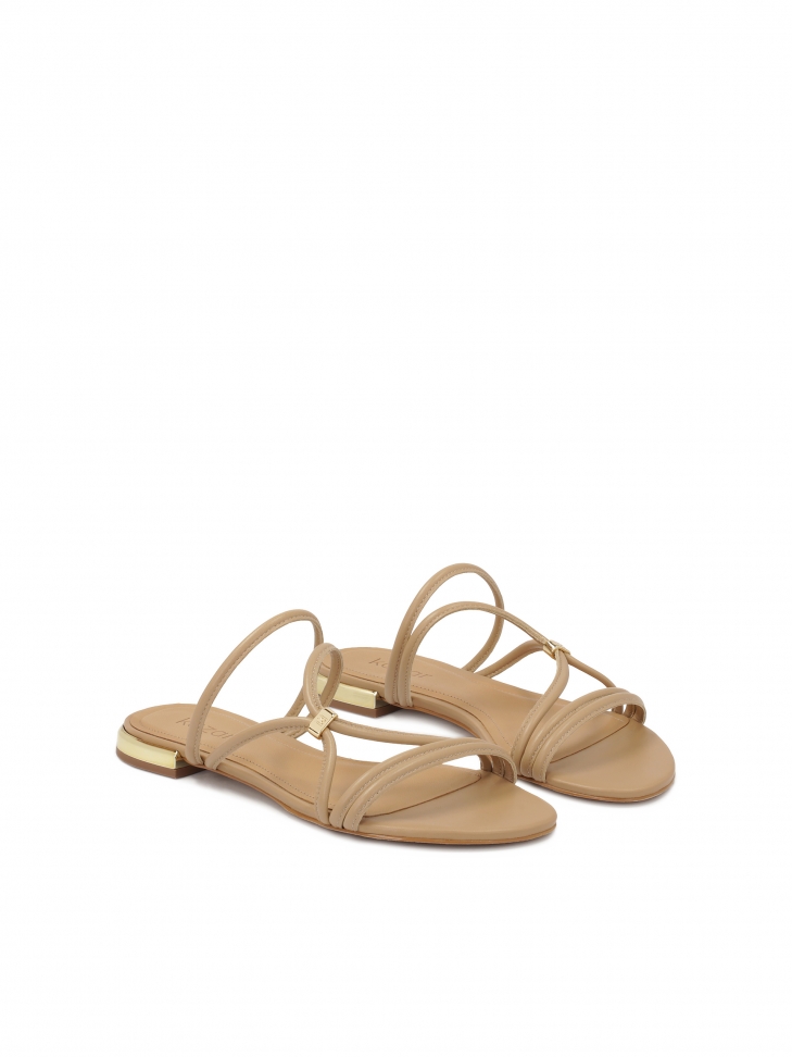 Beige slides with heel strap