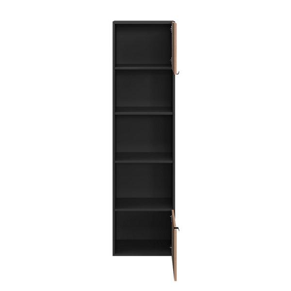 Armoire penderie 2 portes battantes effet chêne chaud et noir GoodHome Atomia H. 187 x L. 50 x P. 35 cm
