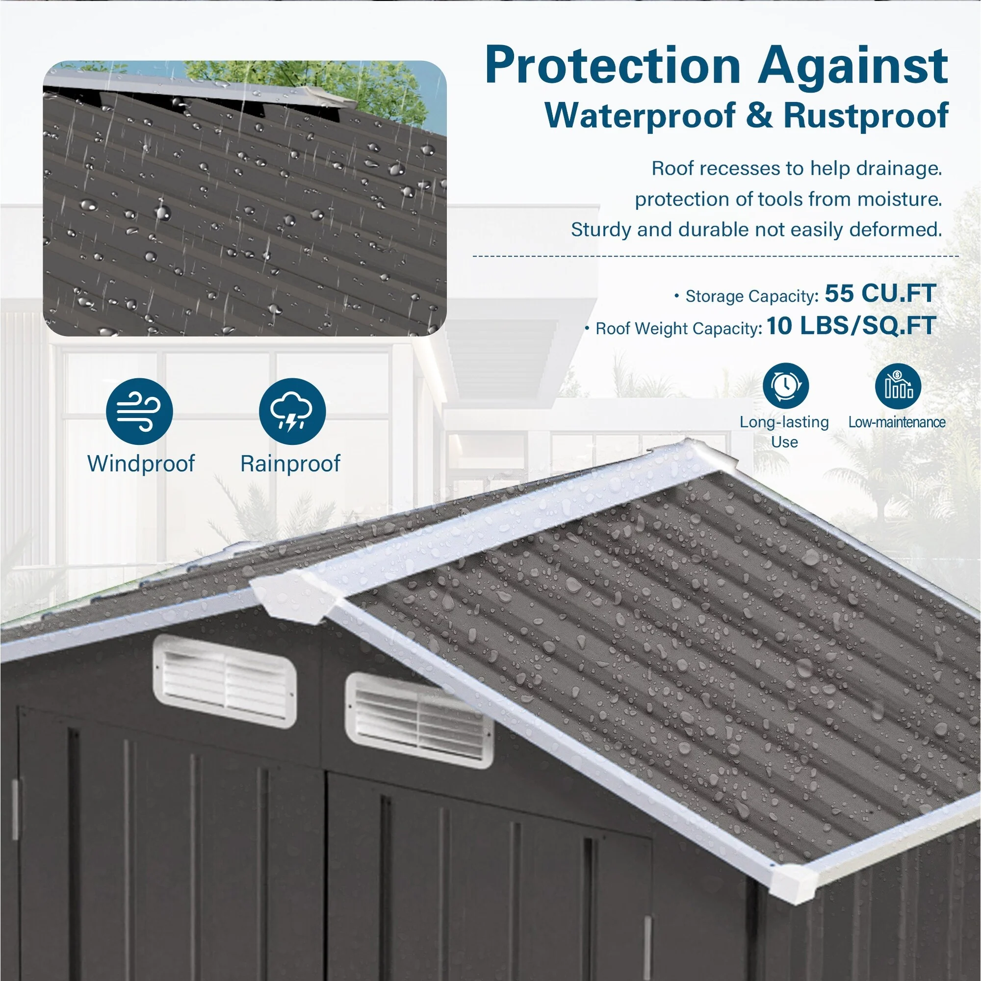 5X3 FT Metal Outdoor Storage Shed, Tool Shed with Pitched Roof and Lockable Door Compact Metal Tool Shed