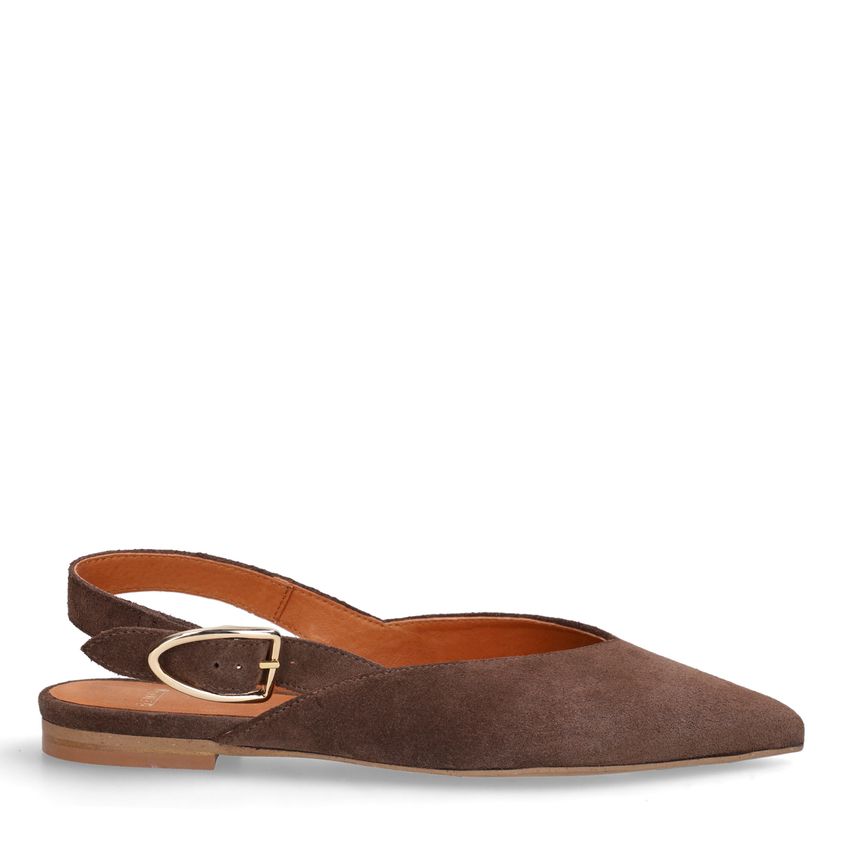 Manfield Bruine suède slingbacks