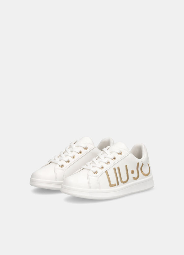 Sneakers con maxi logo glitter