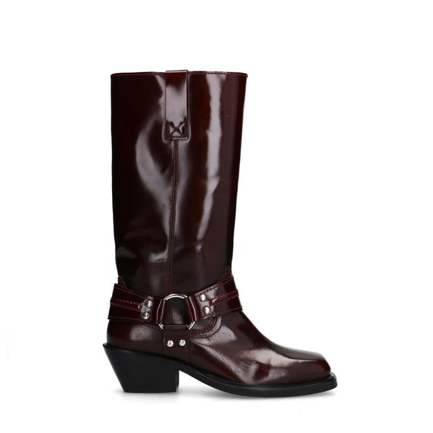 Burgundy leren biker boots