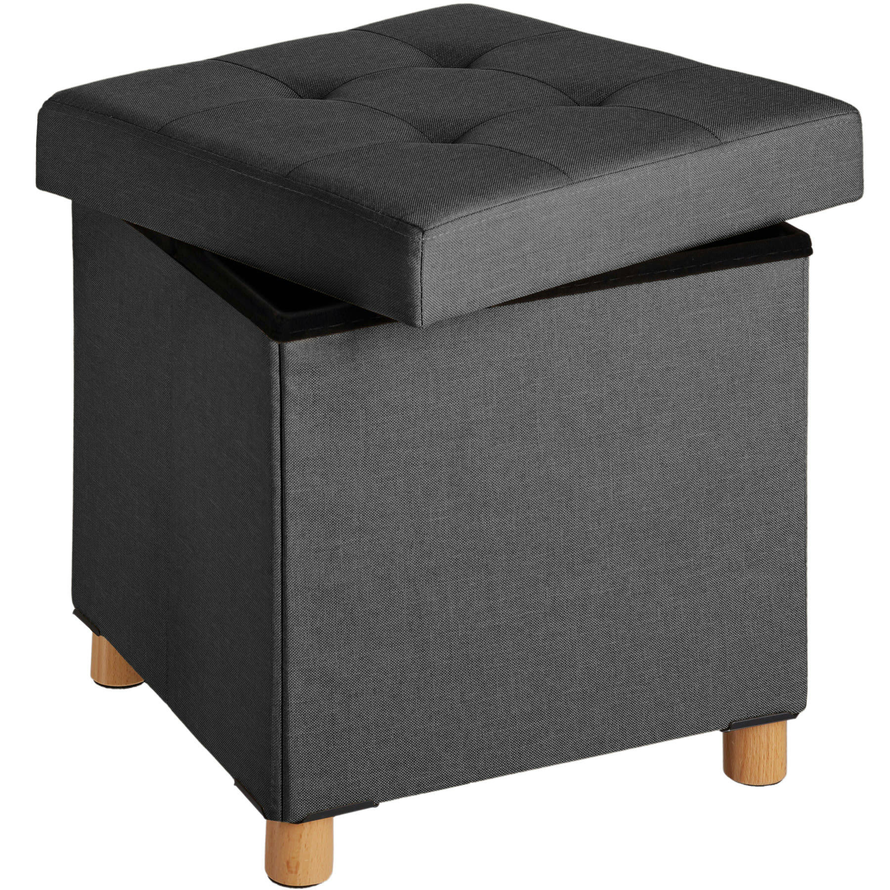 - Banc Tabouret Coffre de rangement Pliable, rembourré gris foncé