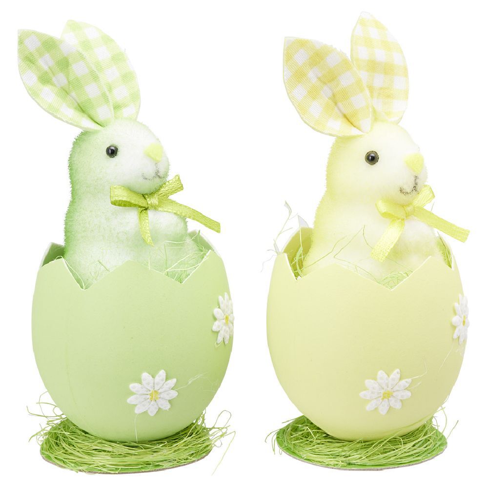 Lapin dans oeuf de Pâques motif Vichy x 2