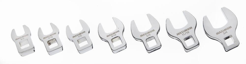 MAXIMUM Crow Foot Wrench Set, SAE/Metric, Nickel-Chrome Plating, 7-pc