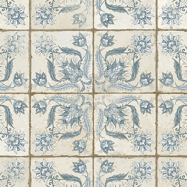 Carrelage Vintage Bleu Leptis 45x45x0,95 cm Camoria - Sol et mur intérieur (vendu par carton de 1 m²) - RO'MA CARRELAGE