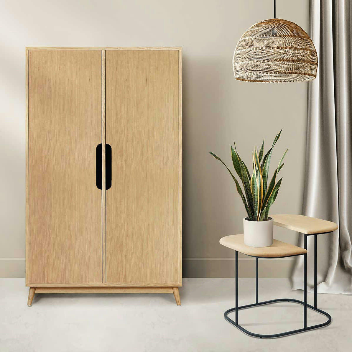 FLAK - Petite penderie couleur chene naturel, 2 portes - 141*86*40