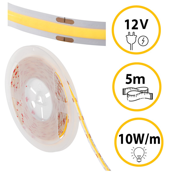 Taśma LED LL COB 10W 12 5m WW 66800 LightLogic barwa biała ciepła CRI 90 1