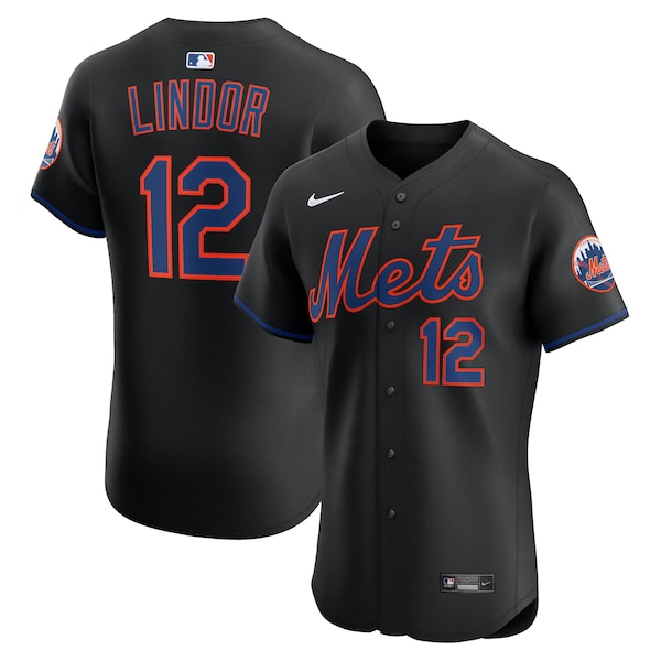 Francisco Lindor New York Mets Nike Alternate Elite Jersey - Black