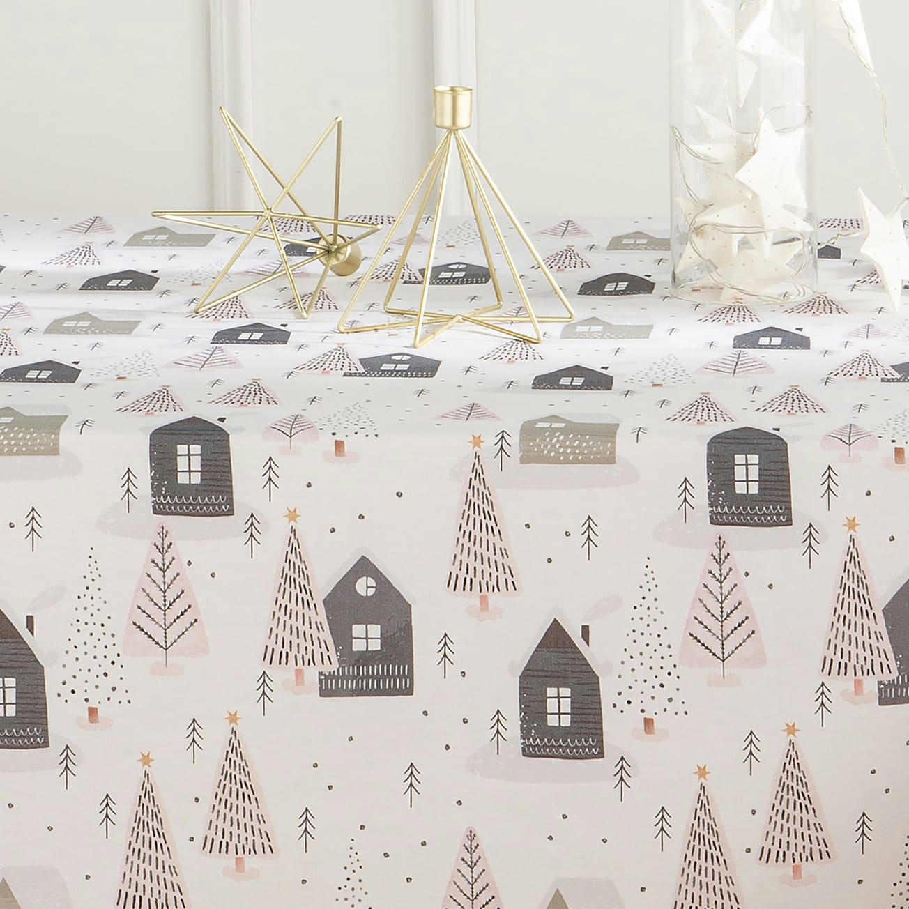 COLLECTION DE NOËL IMPRIMÉE - Nappe en coton antitâche dessin de nöel multicolore 140x100 cm