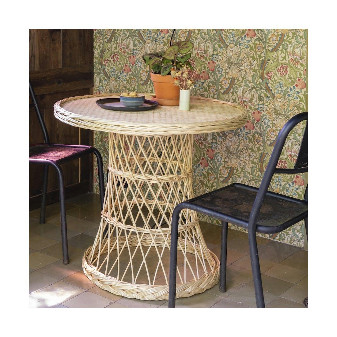 GUERIDON - Table ronde en osier D80