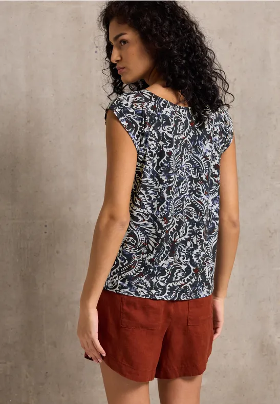 Gemustertes Top mit Raffung