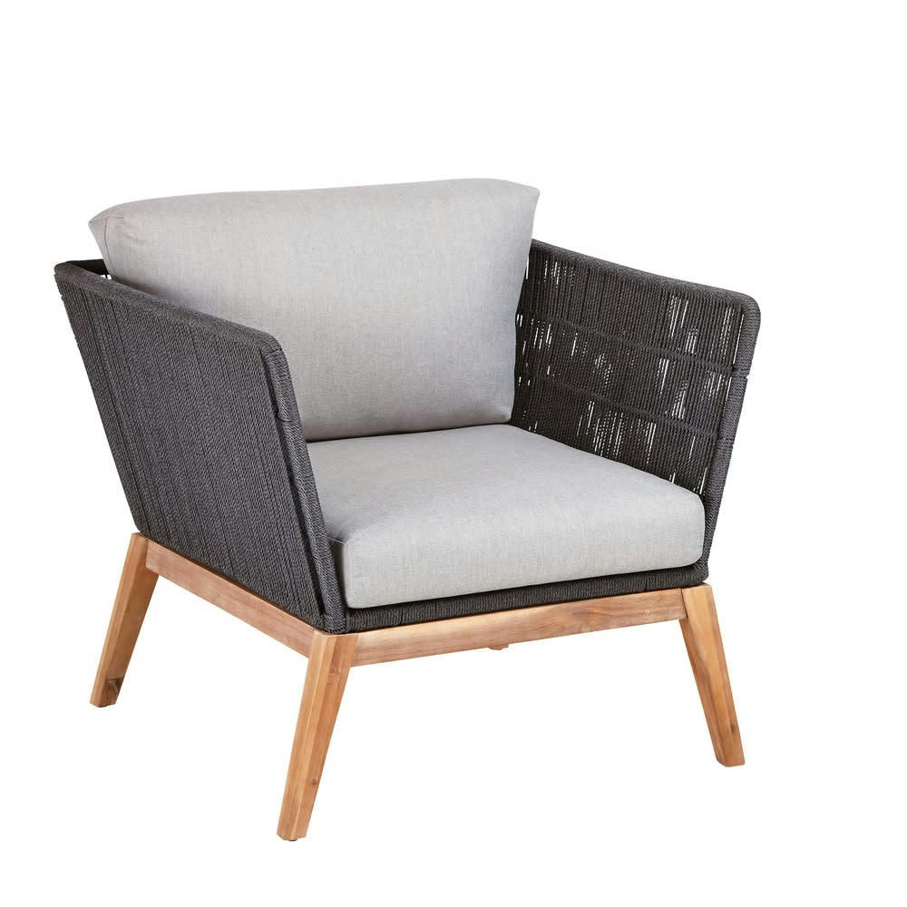 Costa Rica - Fauteuil de jardin en corde tressée gris anthracite
