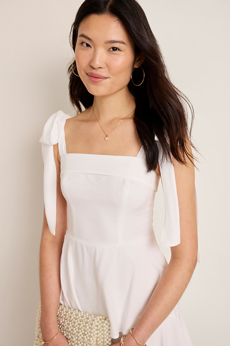 Gail Tiered Bow Strap Midi Dress