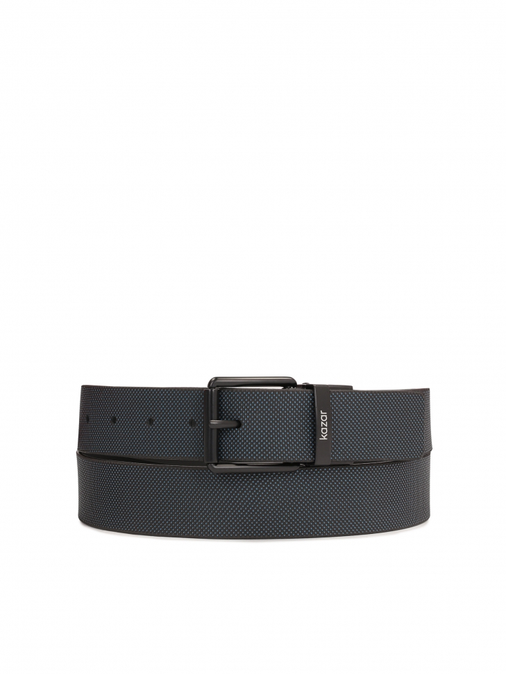 Double-sided men's belt in embossed and smooth leather