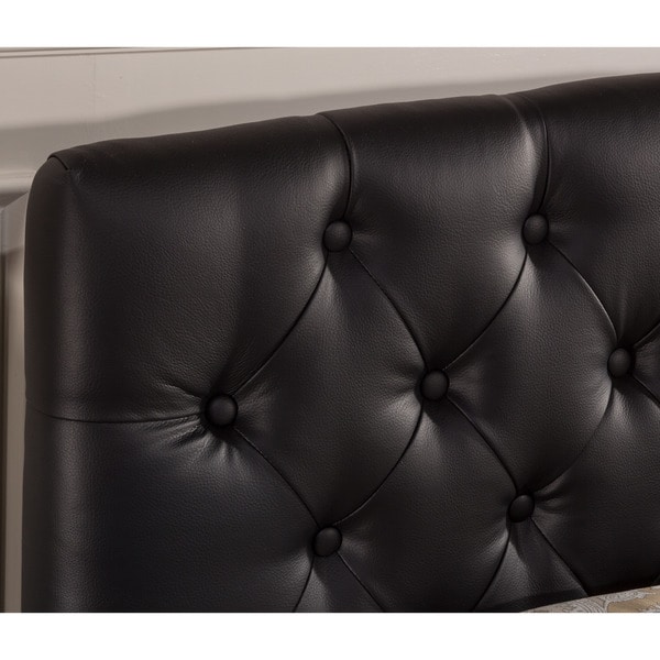 Hillsdale Hawthorne Tufted Black Faux Leather Upholstered Bed