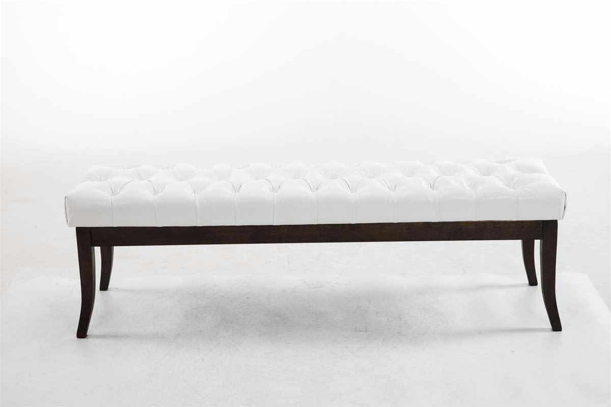 RAMSES - Banquette avec pieds en bois assise en similicuir Blanc