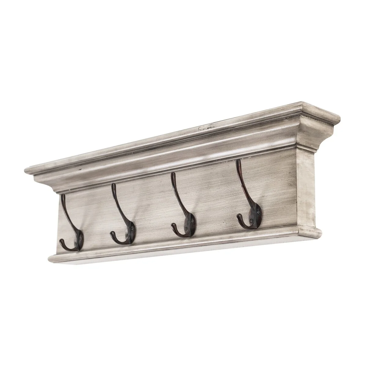 Rustic Antiqued Ivory Wood Hanging Coat Rack
