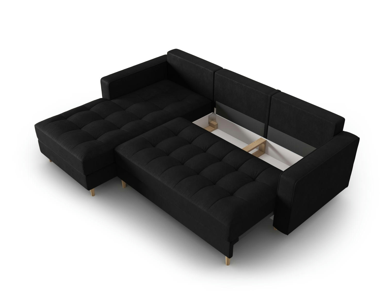 GOBI - Canapé d'angle 5 places en imitation cuir noir