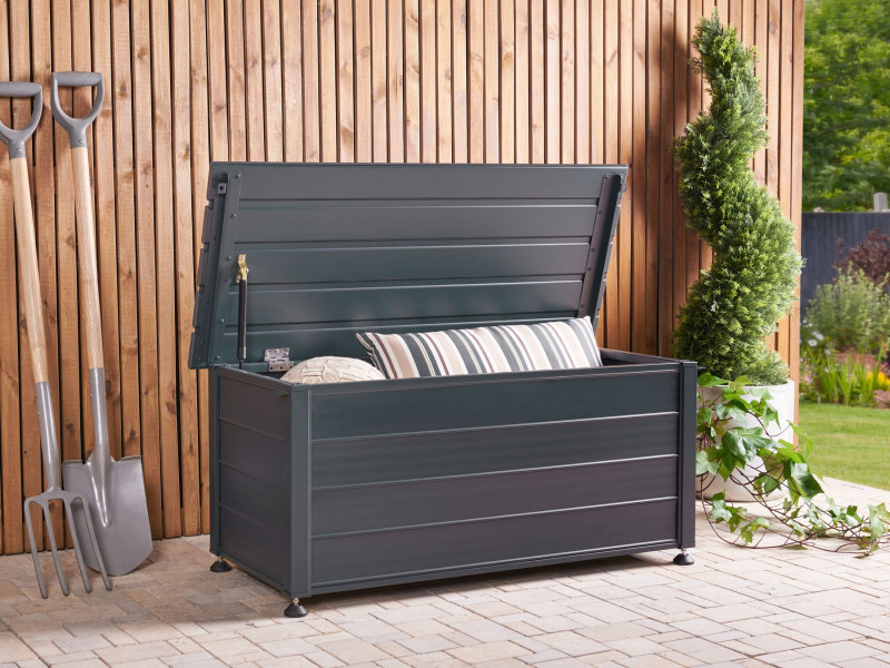 Skrzynia ogrodowa aluminium 190 l ciemnoszara