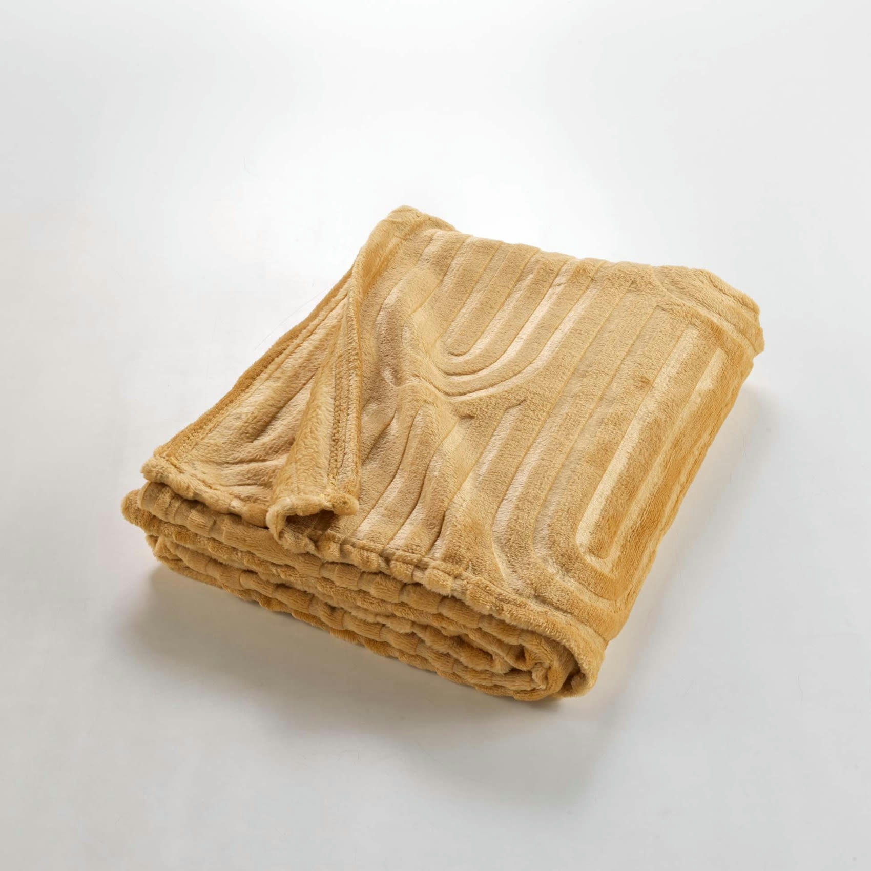 - Plaid en flanelle à relief polyester/flanelle marron brun 125x150 cm