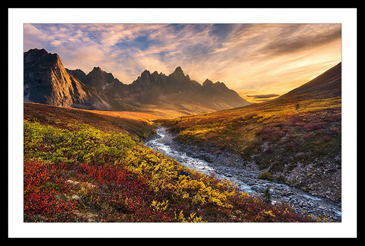 - Affiche paysage moutain paradise avec cadre noir 45x30cm