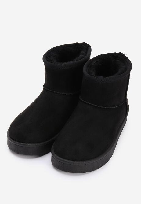 Womens Black Fluffy Faux Suede Boots