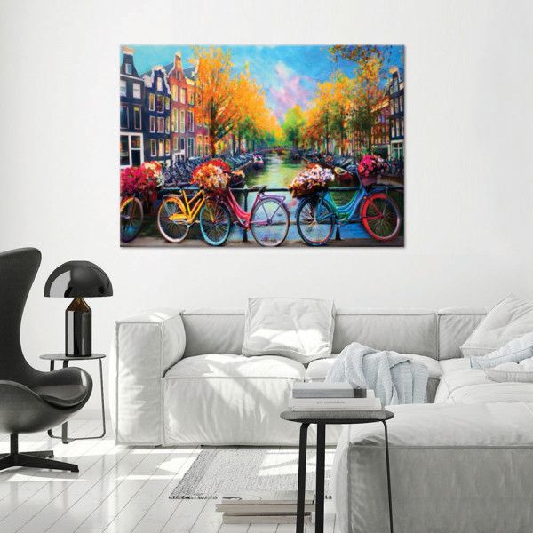 Feeby Obraz na płótnie, Amsterdam Rowery Miasto Krajobraz 60x40